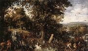 BRUEGHEL, Jan the Elder Garden of Eden 1612 Oil on copper oil painting reproduction